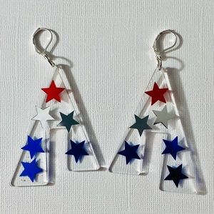 Red, White and Blue Handmade Resin Earrings